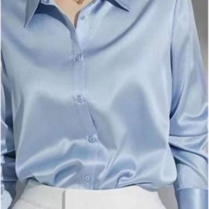 Women's Fromal / Casual  Elegant Satin Long Sleeved Shirt